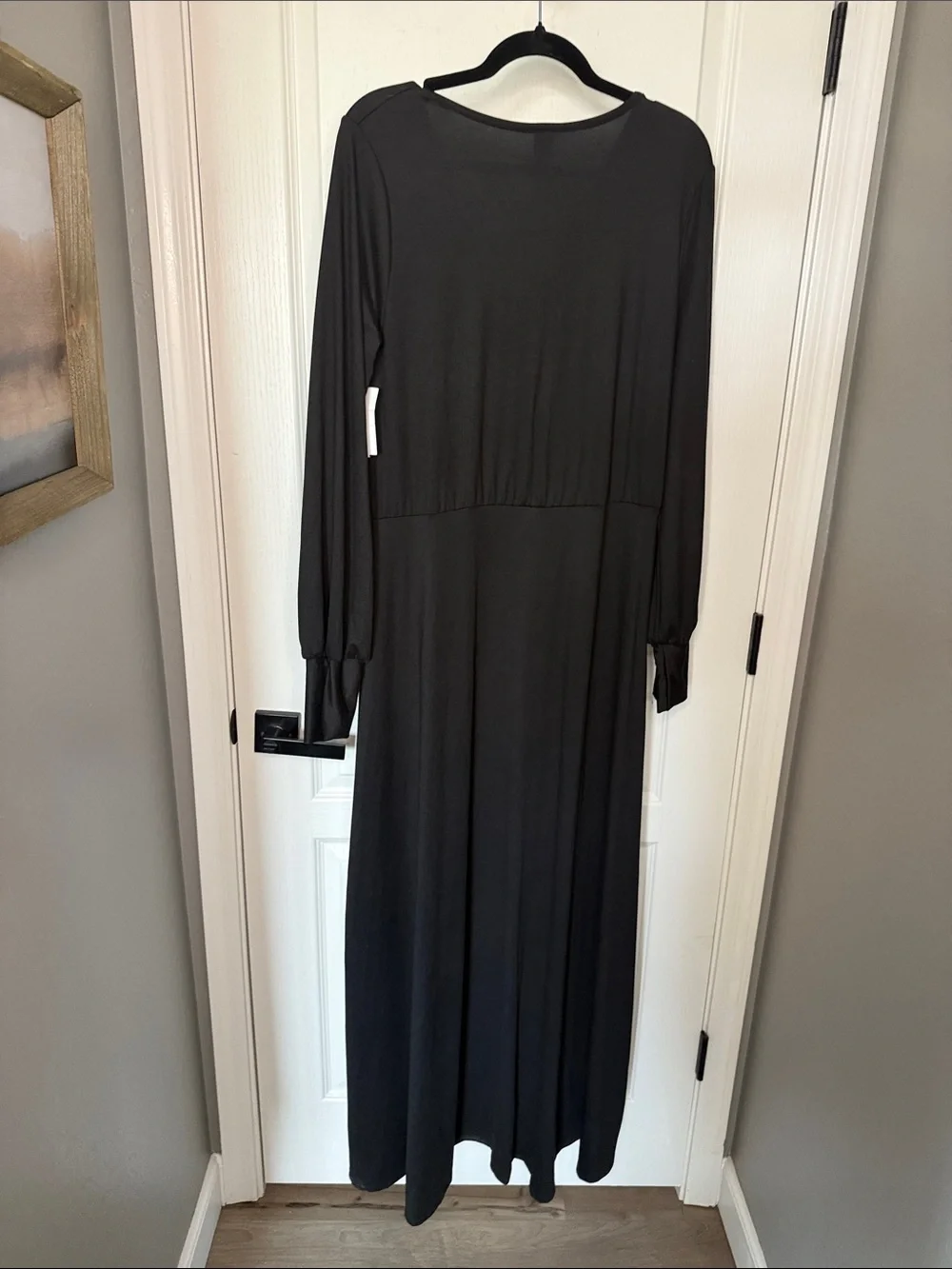 Go Couture Black Surplice Long Sleeve Maxi Dress